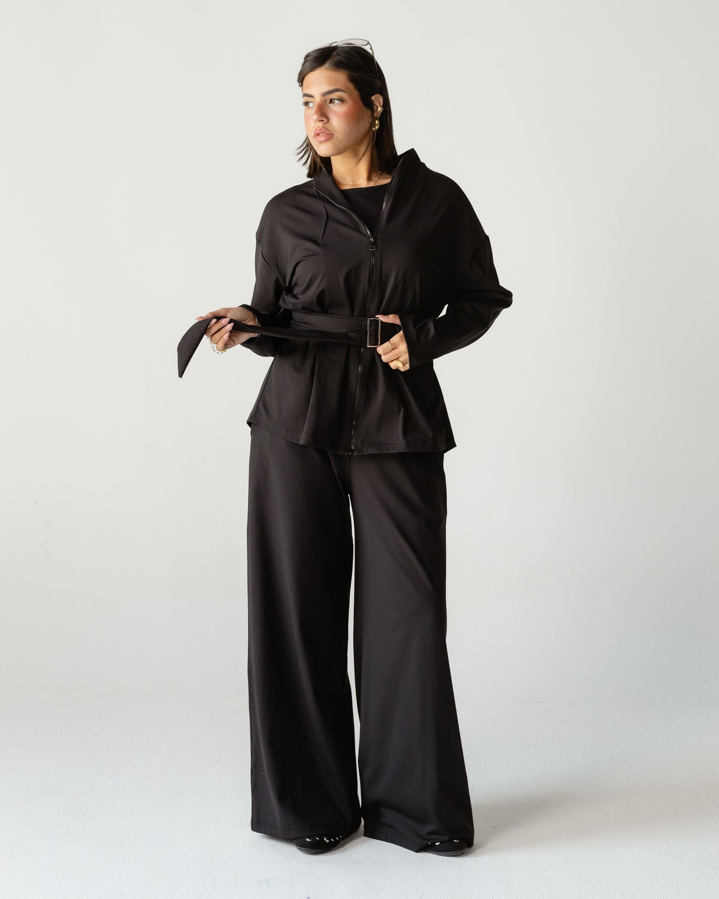 Black Belted Zip Set