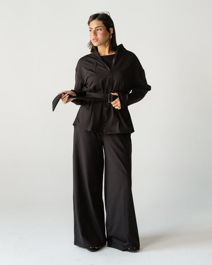 Black Belted Zip Set