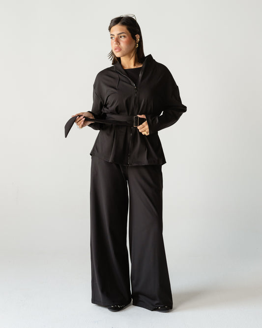 Black Belted Zip Set