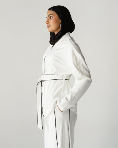 White Belted Zip Set