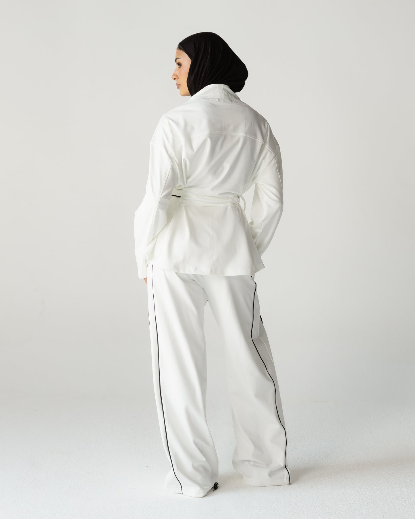 White Belted Zip Set