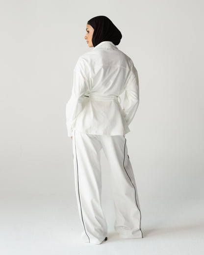 White Belted Zip Set