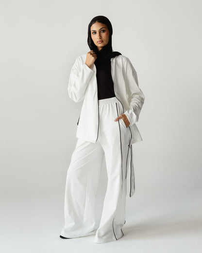 White Belted Zip Set