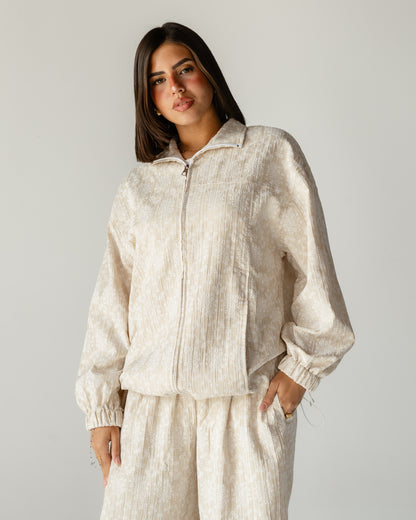 Beige Daisy Linen Set