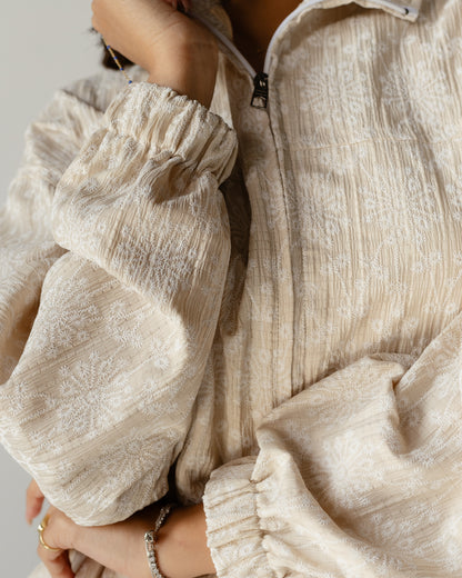 Beige Daisy Linen Set