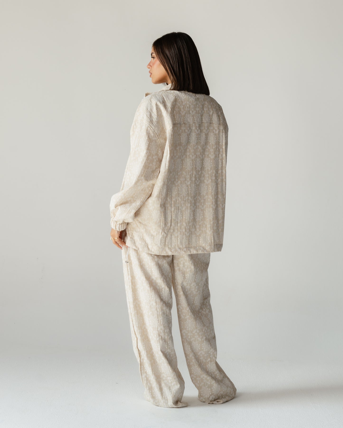 Beige Daisy Linen Set