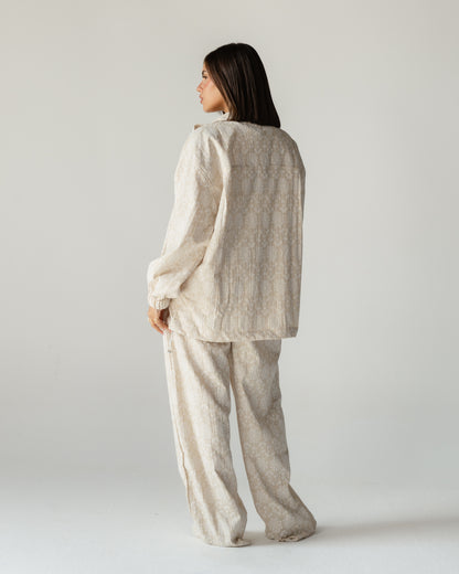 Beige Daisy Linen Set