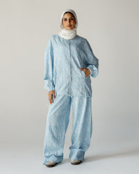 Sky Blue Daisy Linen Set