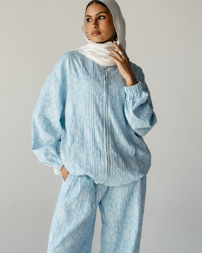 Sky Blue Daisy Linen Set