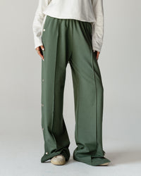 Olive Side Button Wide Pants
