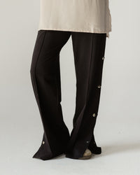 Black Side Button Wide Pants