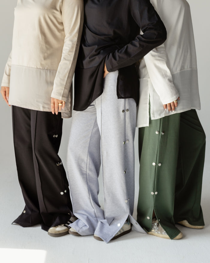 Side Button Wide Pants