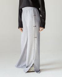 Gray Side Button Wide Pants