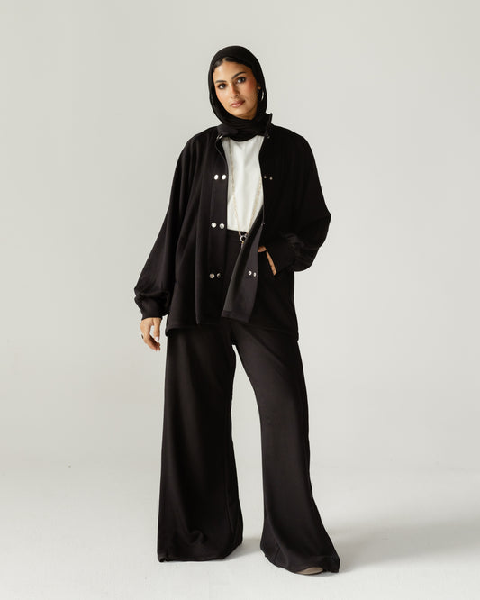 Black Relaxed Snap Set