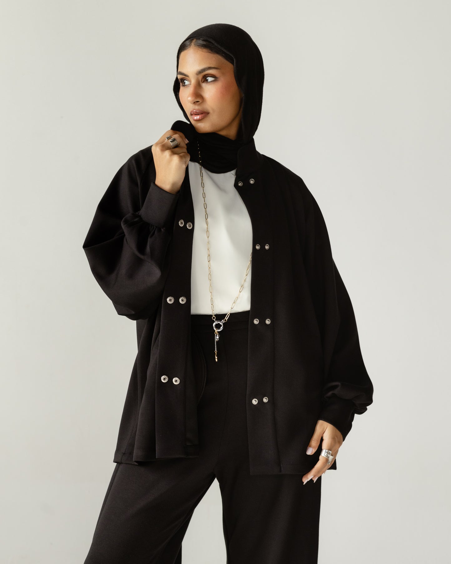 Black Relaxed Snap Set