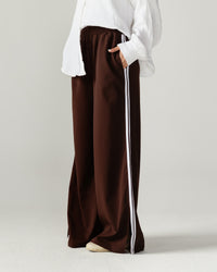 Brown Side Stripe Wide Pants