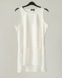 Off White Half & Half Sleeveless Top