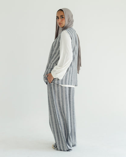 Grey Pinstripe Vest Set