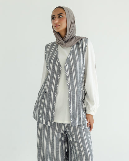 Grey Pinstripe Vest Set
