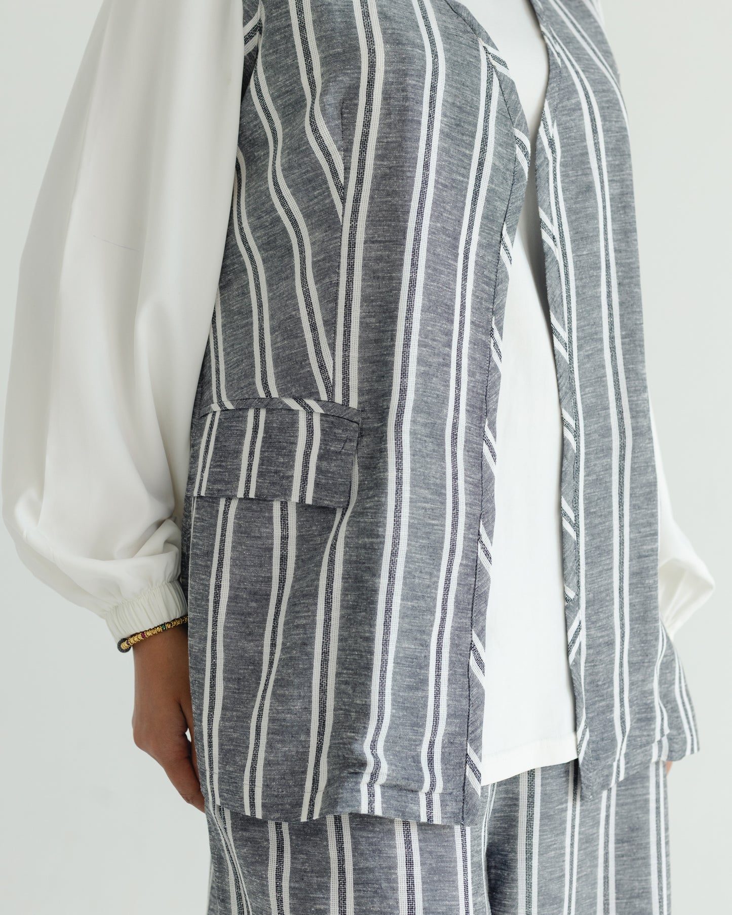 Grey Pinstripe Vest Set