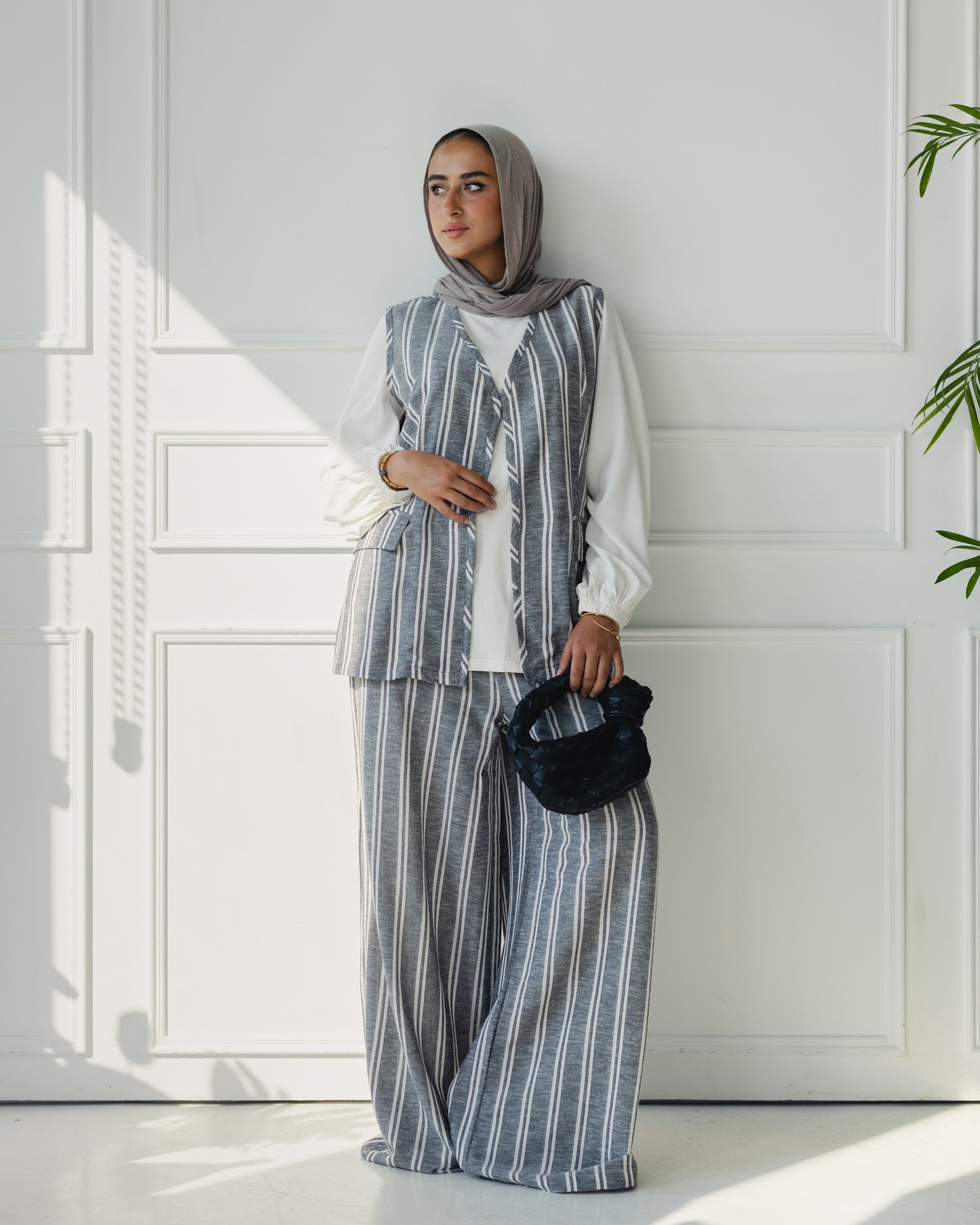 Grey Pinstripe Vest Set