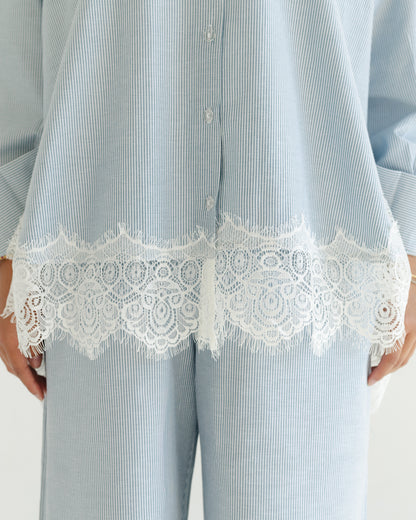 Sky Lace Pinstripe Set