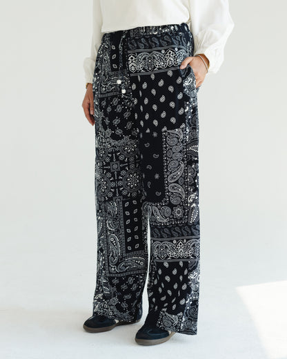 Black Paisley Print Pants