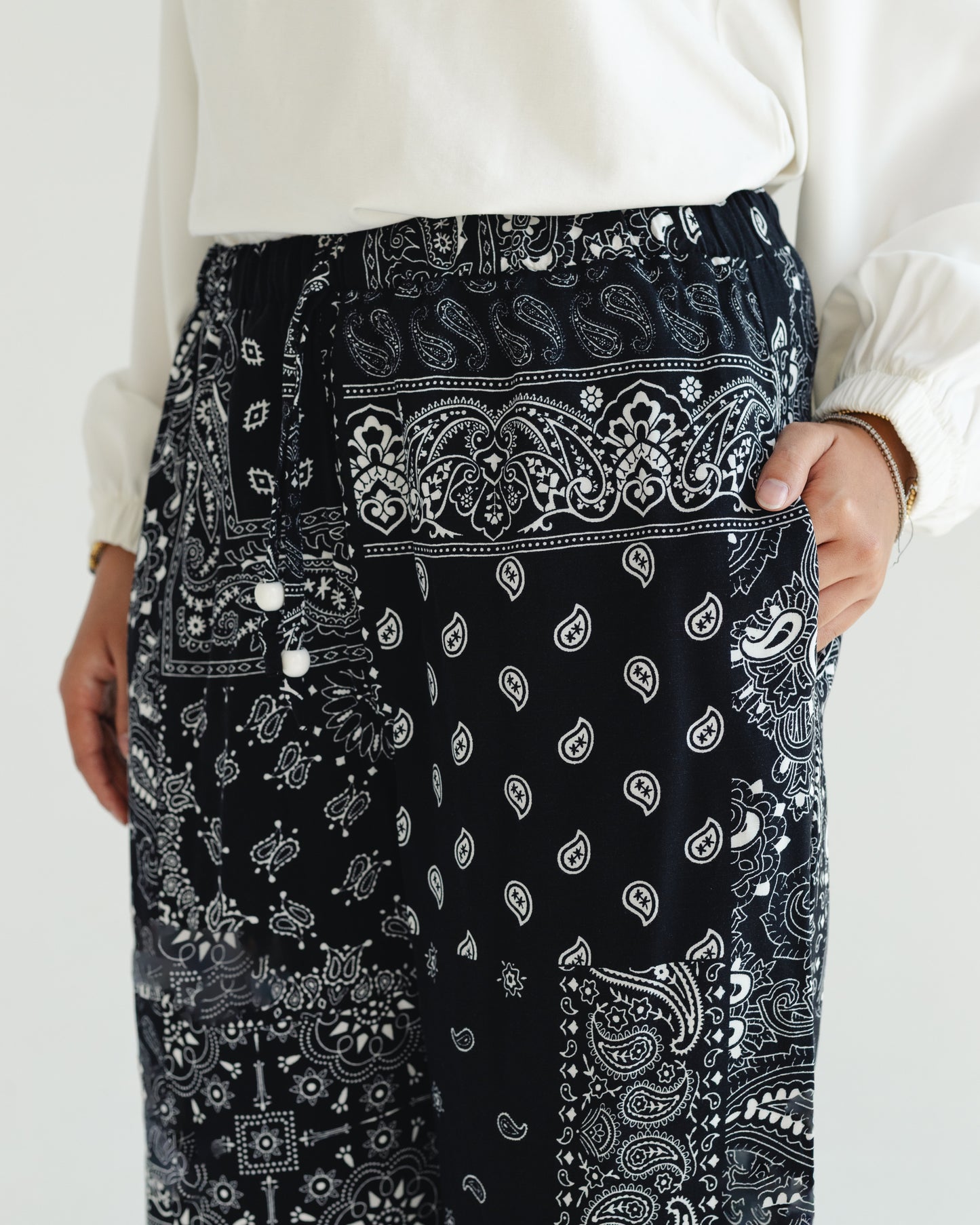 Black Paisley Print Pants