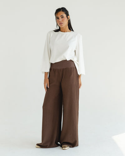 Brown Wide-Leg Pants