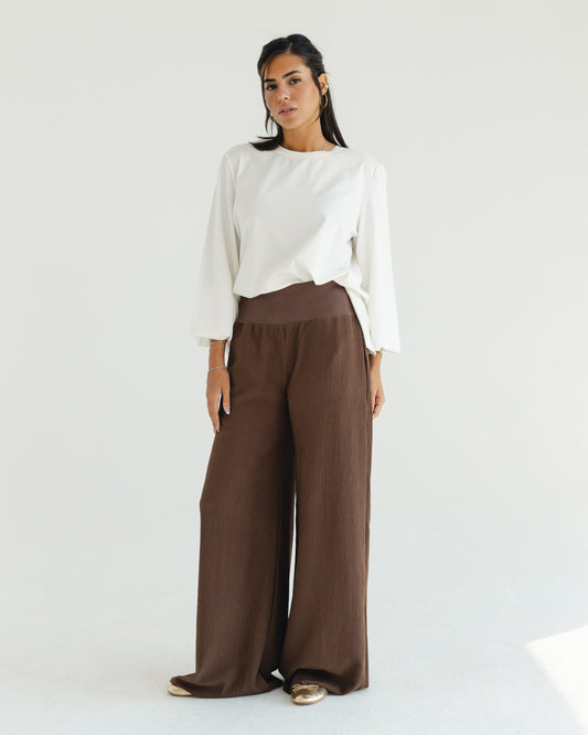 Brown Wide-Leg Pants