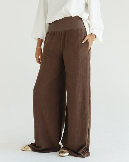 Brown Wide-Leg Pants