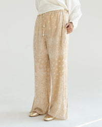 Beige Paisley Print Pants