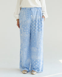 Blue Paisley Print Pants