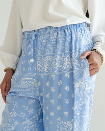 Blue Paisley Print Pants