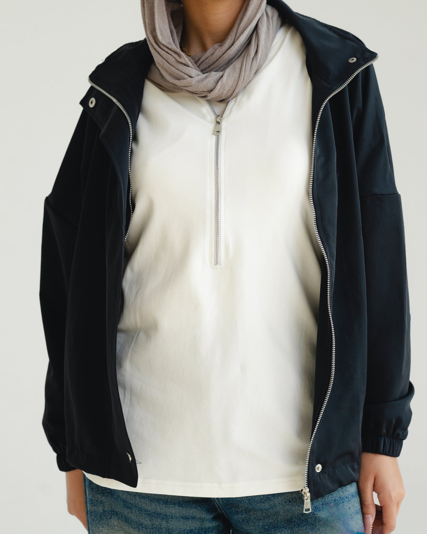 White Zip-Front Tank