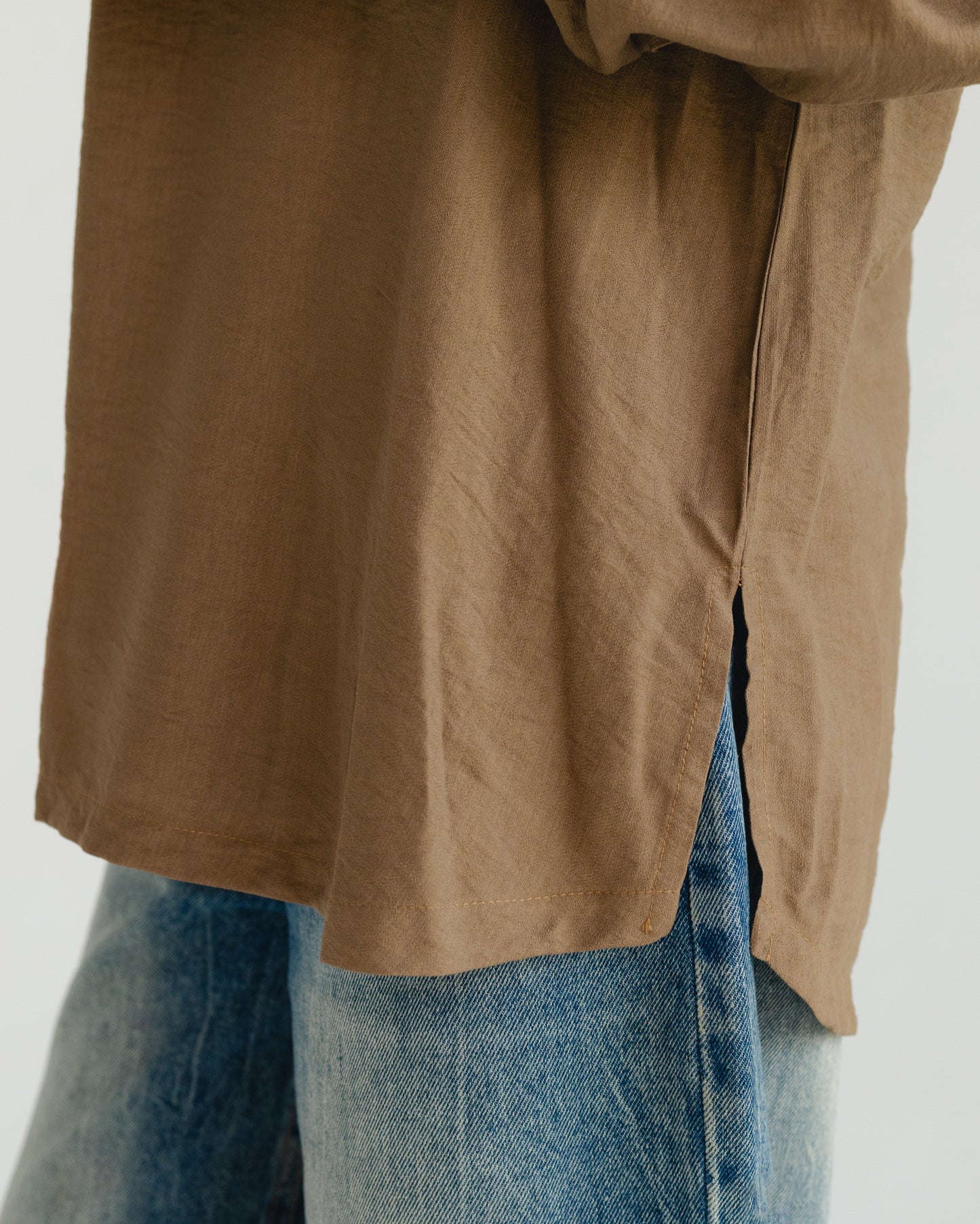 Brown Oversized V-Neck Top