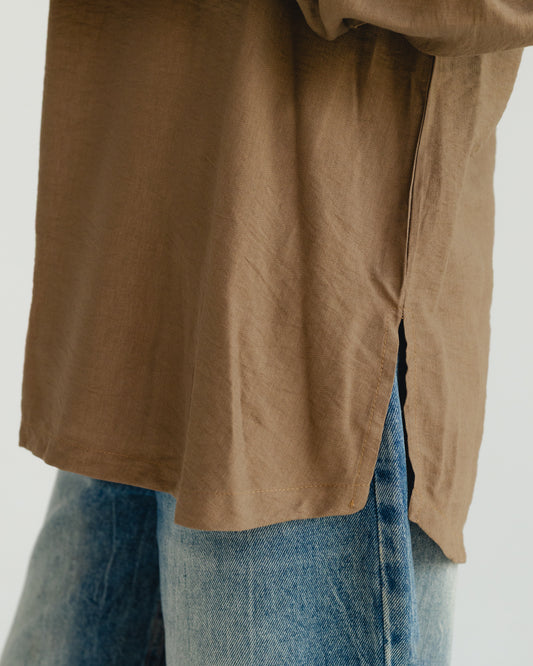 Brown Oversized V-Neck Top