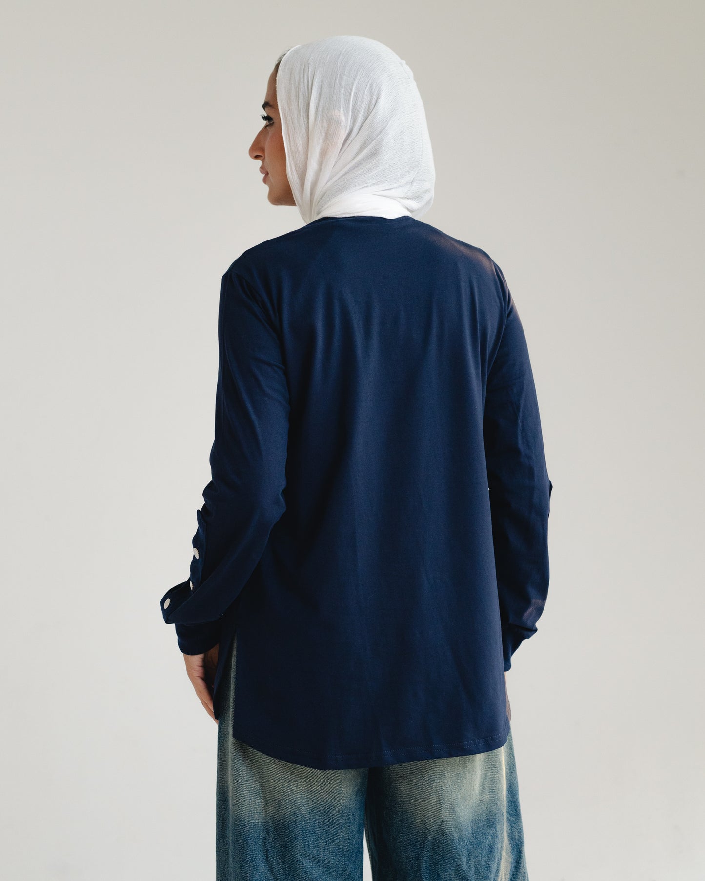 Navy Stud-Shoulder Top