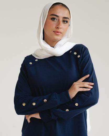 Navy Stud-Shoulder Top