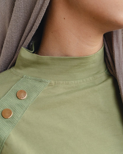 Olive Stud-Shoulder Top