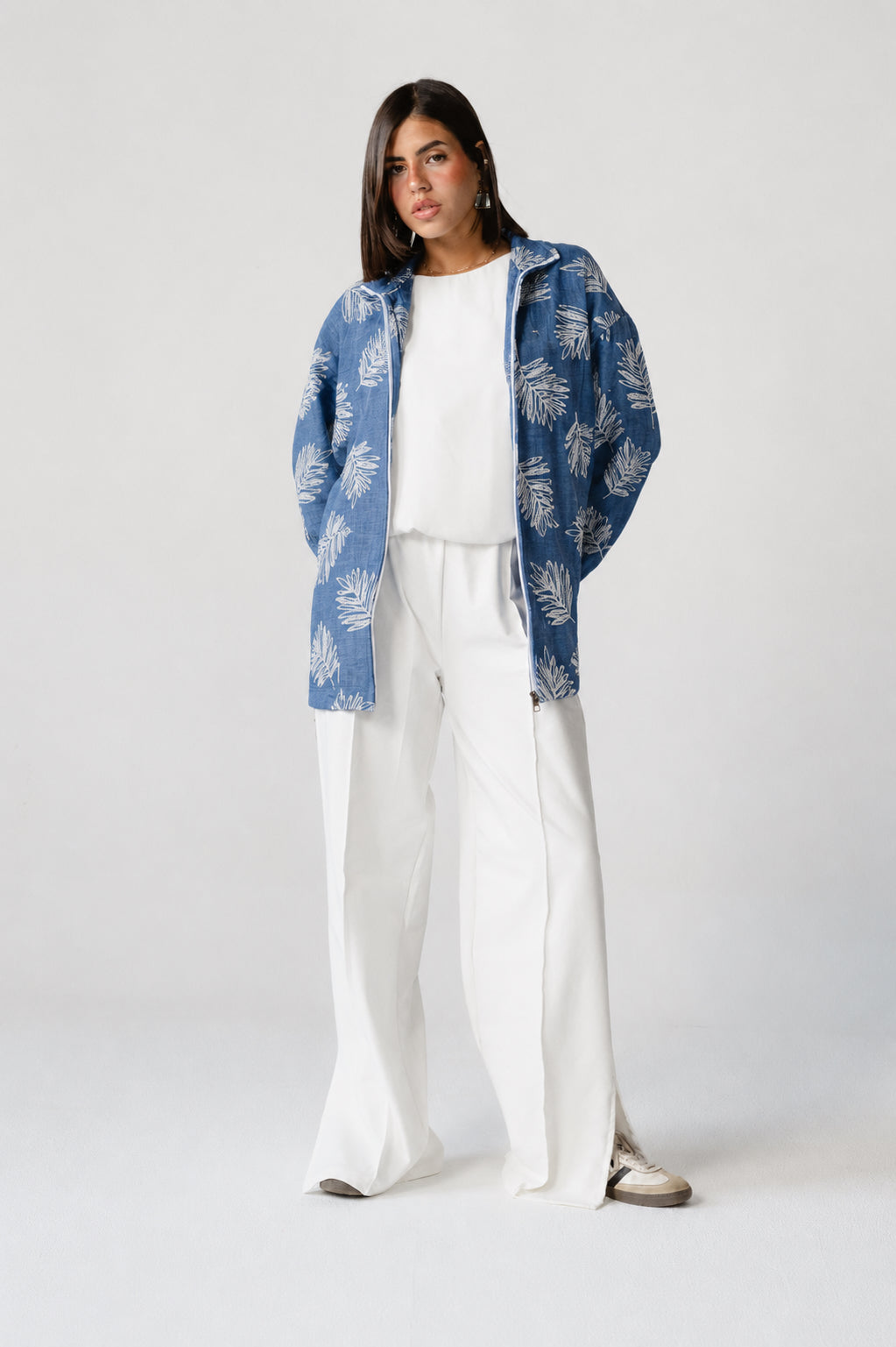 Indigo Palm Print Set