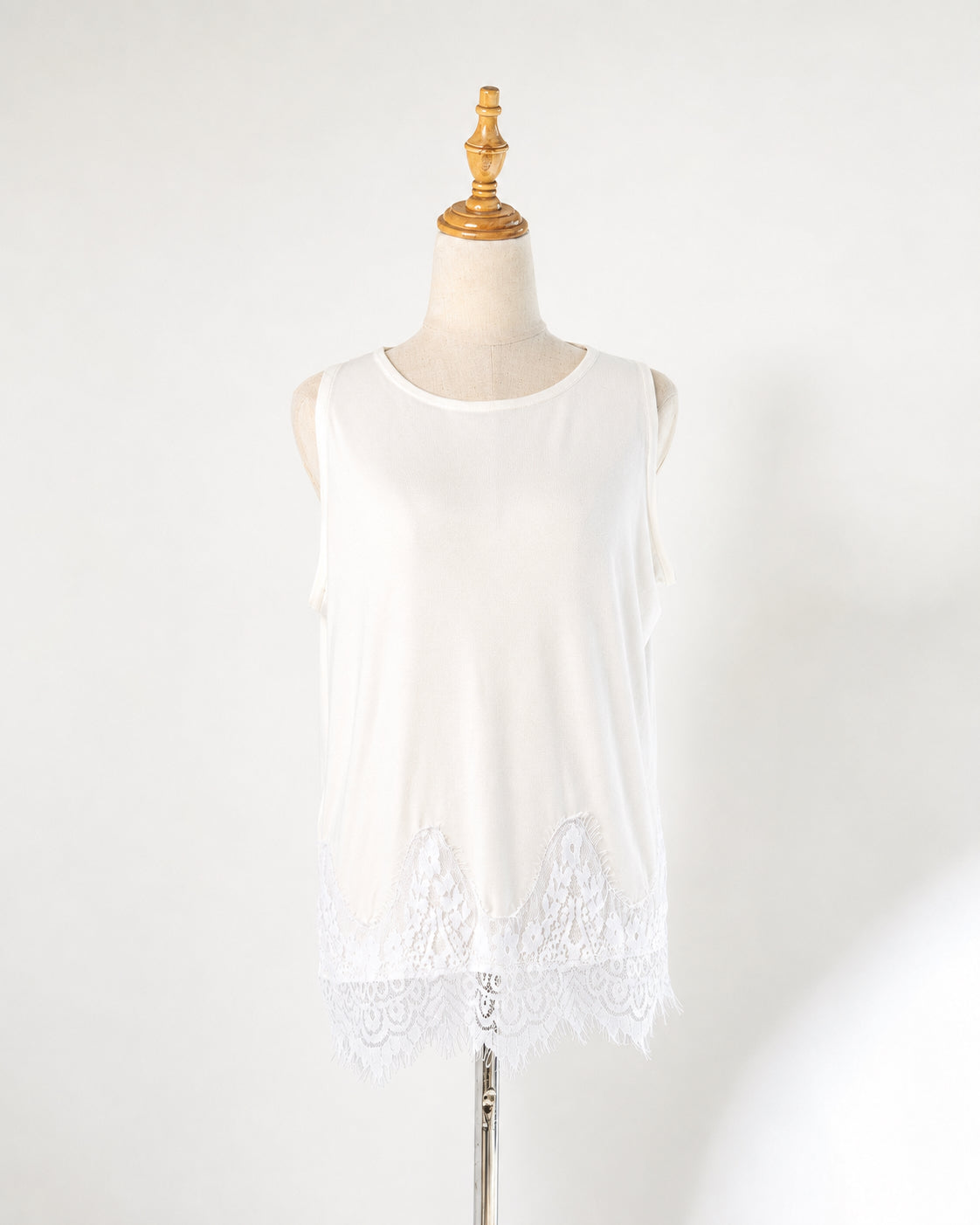 Ivory Lace-Hem Tank