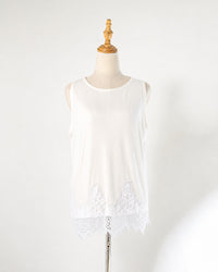 Ivory Lace-Hem Tank