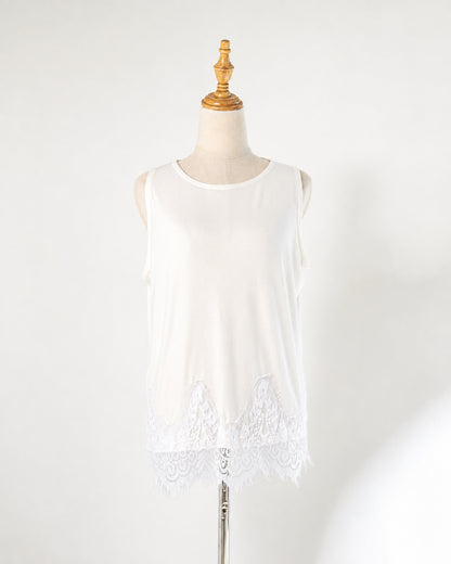 Ivory Lace-Hem Tank
