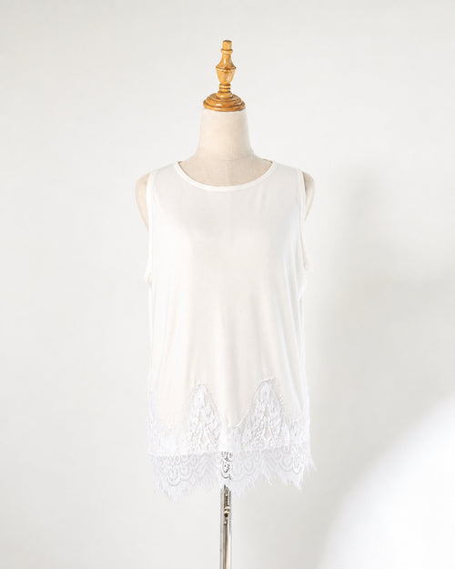 Ivory Lace-Hem Tank