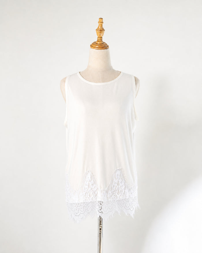 Ivory Lace-Hem Tank