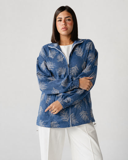 Indigo Palm Print Set
