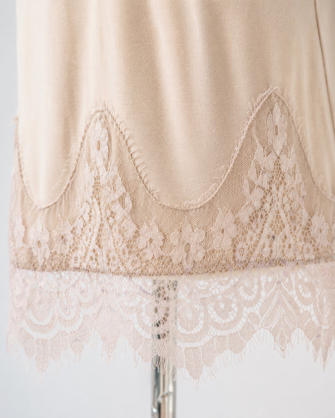 Beige Lace-Hem Tank