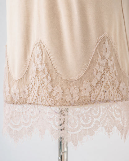 Beige Lace-Hem Tank