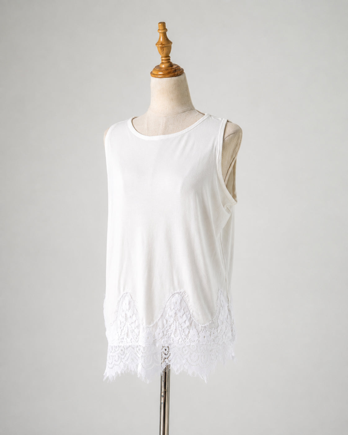 Ivory Lace-Hem Tank
